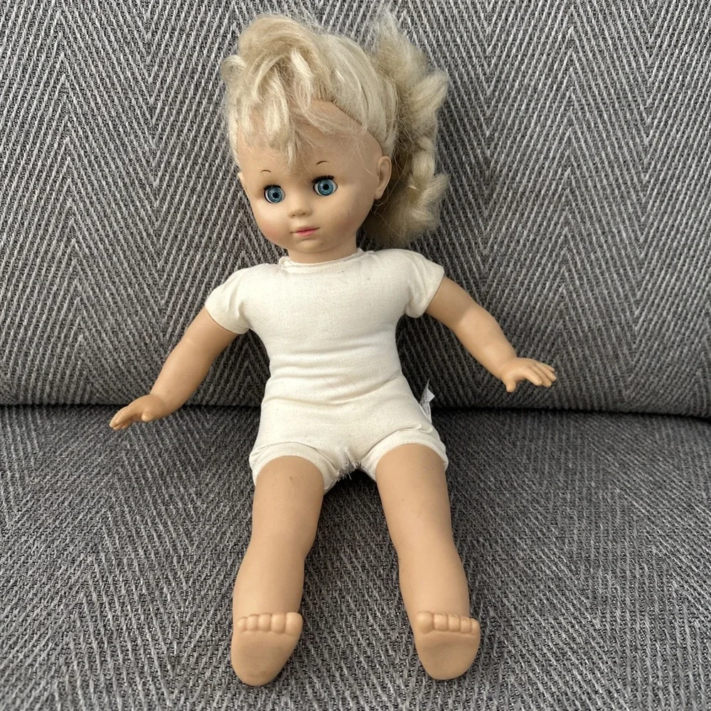 Simba Baby Doll Kids 12 Inch Blonde‎ Blue Sleep Eyes Good Soft Body Vintage